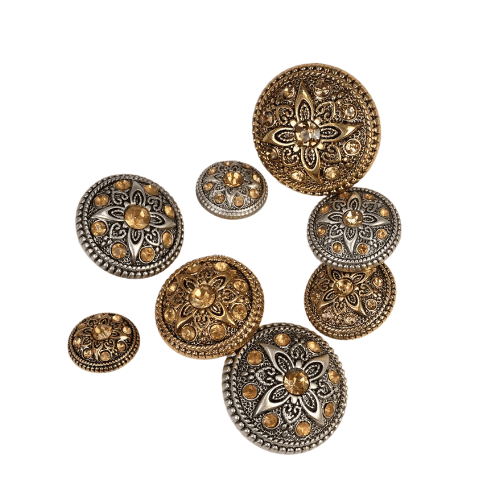 Concho knappar med graverad blomma