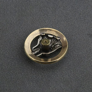 Concho rund mässing med varghuvud Guld och silver / 30 mm