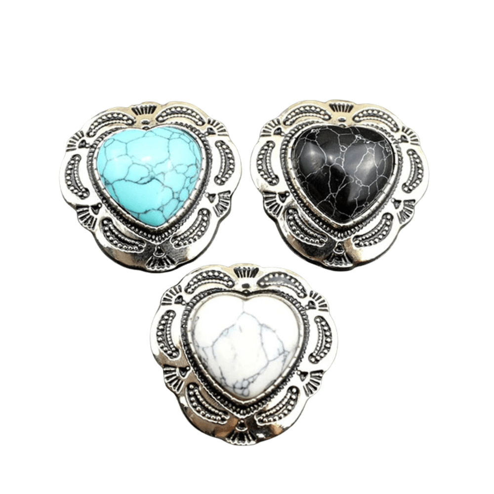 Concho Silver Hjärtformad med Färgad Sten