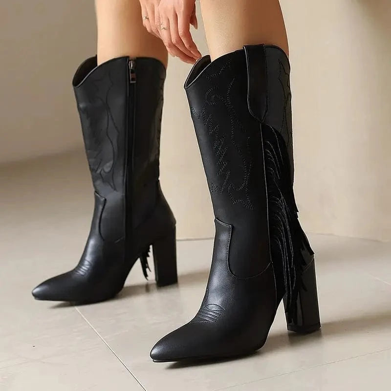 Country Boots med Fransar och Broderi