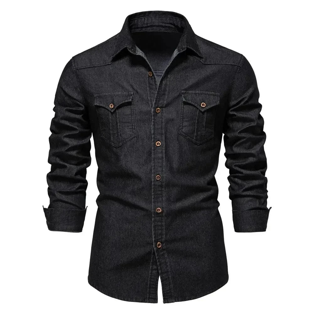 Cowboy denim skjorta herr