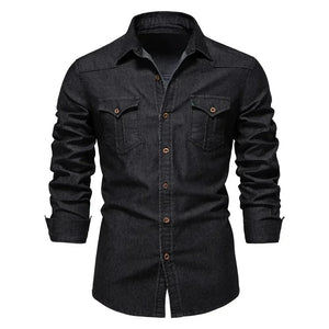 Cowboy denim skjorta herr Svart / S