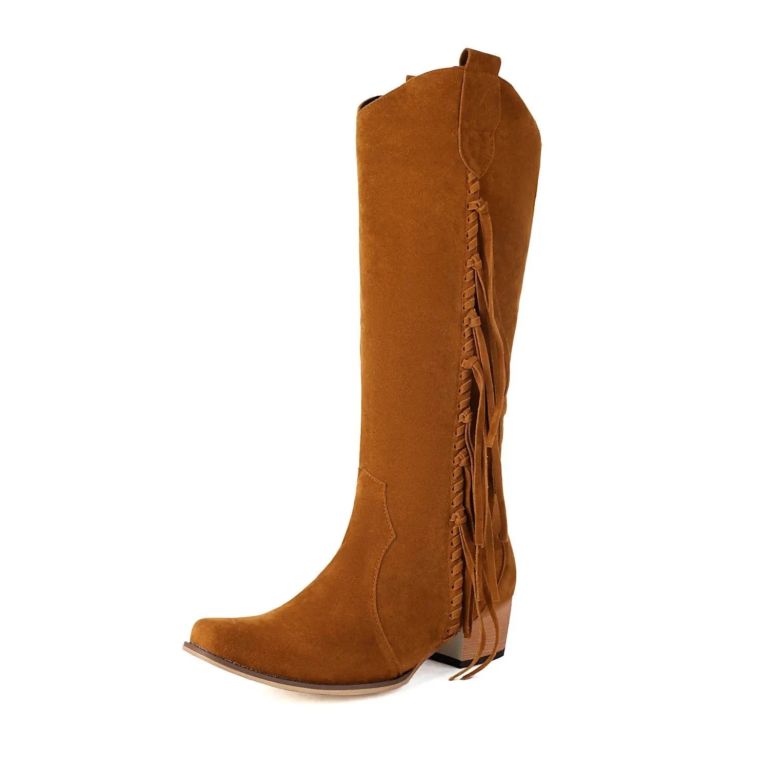 Moderna Cowgirl Boots i Mocka med Fransar