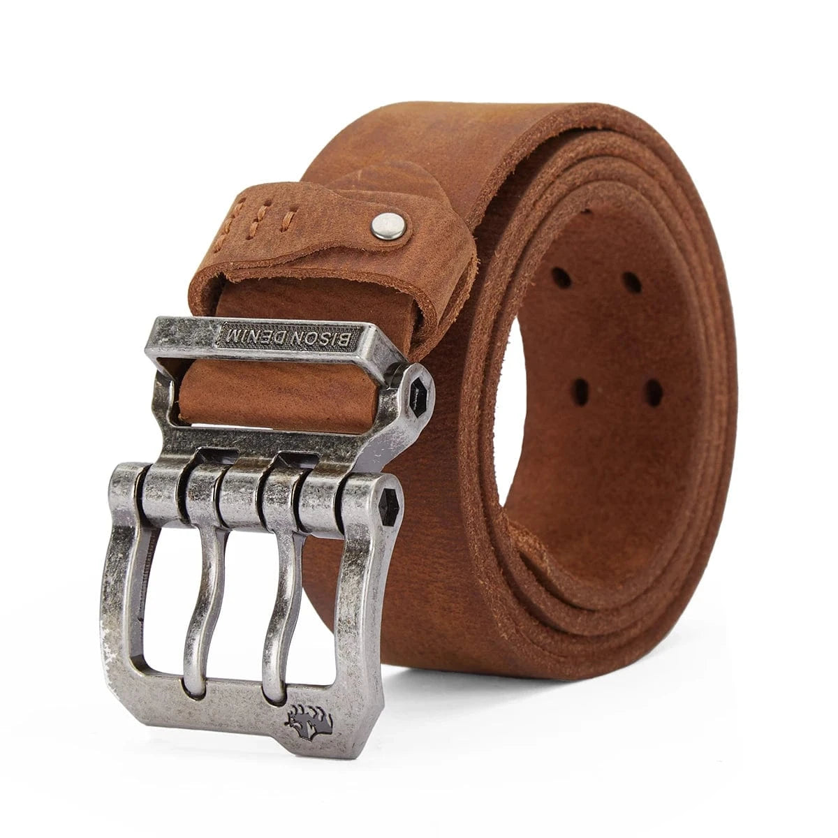 Cowboybälte i Äkta Läder med Retro Spänne Brun / 105cm