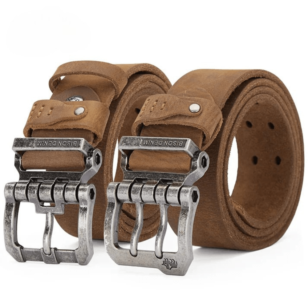 Cowboybälte i Äkta Läder med Robust Metallspänne