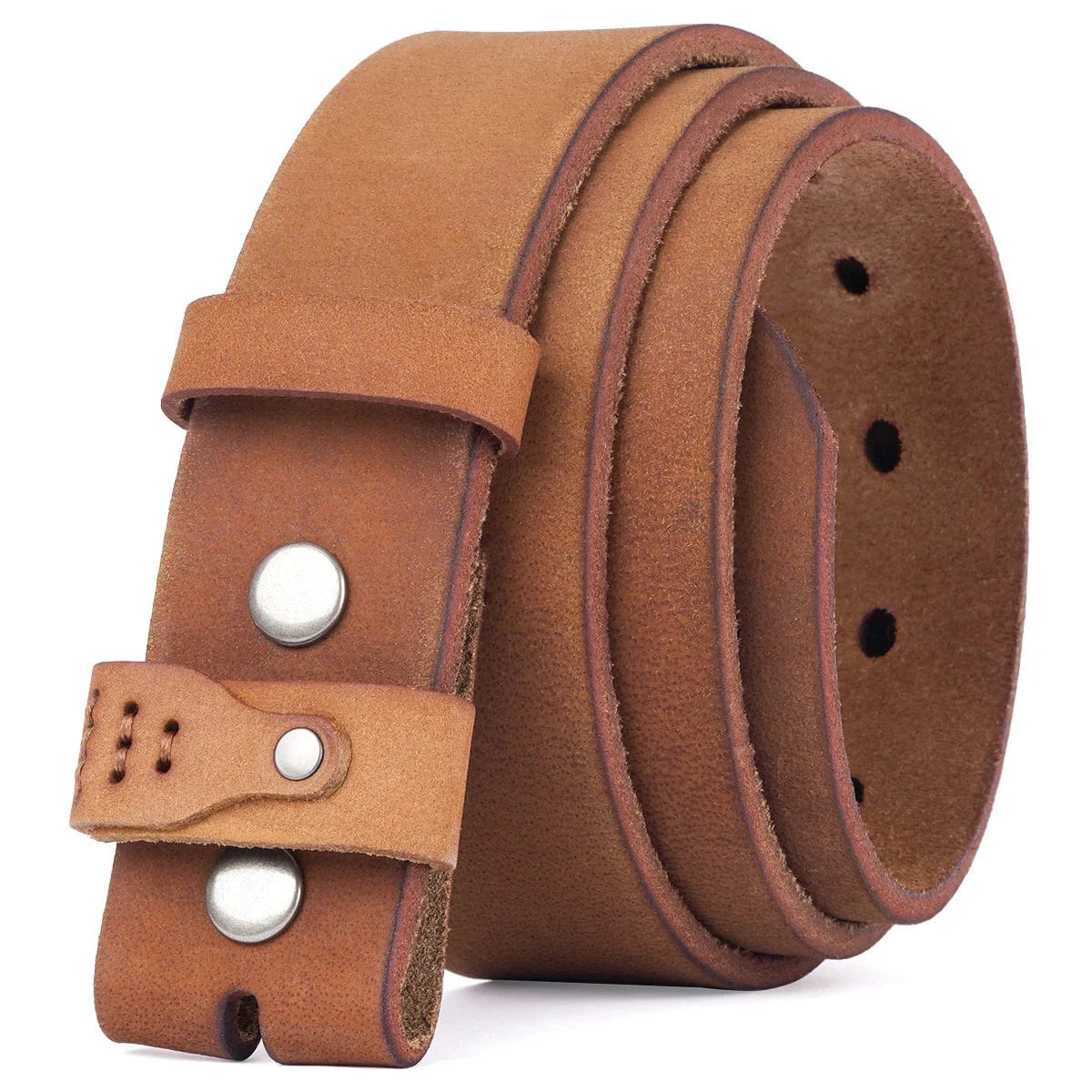 Cowboybälte i äkta läder utan spänne för herr Brun / 105cm