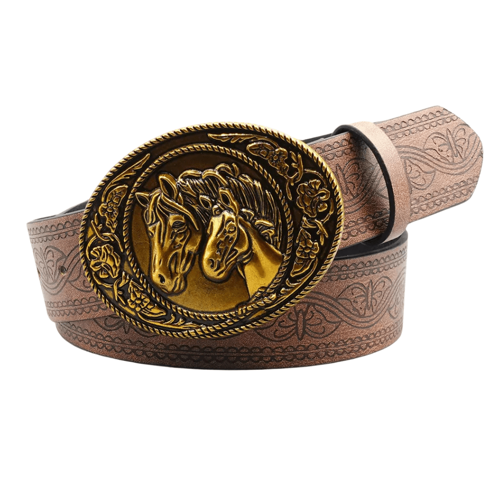 Cowboybälte i Retrostil med Hästmotiv och Präglad Design