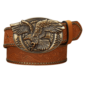 Cowboybälte med guldfärgat örnspänne Brun / 120cm