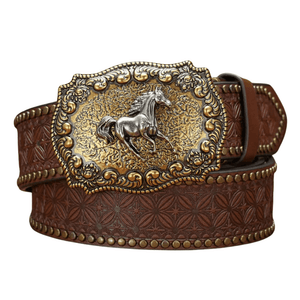 Cowboybälte med hästmotiv Mörkbrun / 120cm