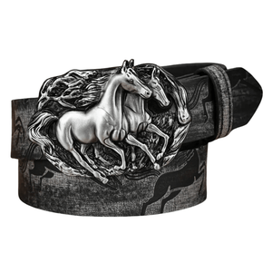 Cowboybälte med hästspänne Svart / 120cm