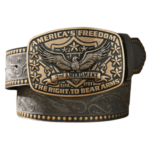 Cowboybälte med örnmotiv "America’s Freedom" Grå guld / 120cm