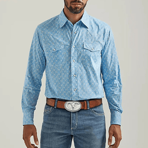 Cowboybälte med ovalt silverspänne