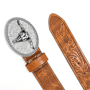 Cowboybälte med ovalt silverspänne