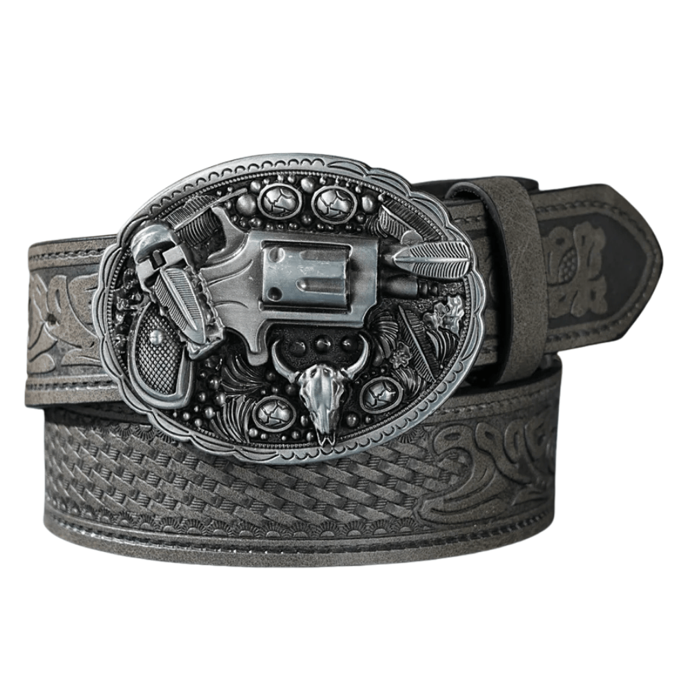 Cowboybälte med revolverspänne Grå / 120cm