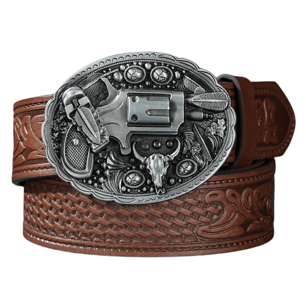 Cowboybälte med revolverspänne Mörkbrun / 120cm