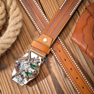 Cowboybälte med silverfärgat Longhornspänne