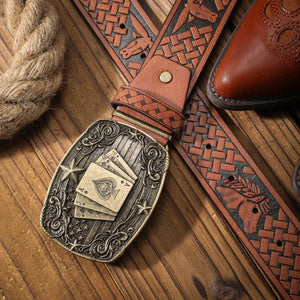 Cowboybälte med spelkortsspänne