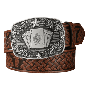 Cowboybälte med spelkortsspänne Brun silver / 120cm