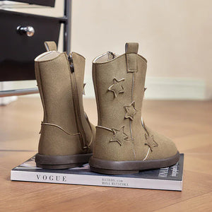 Cowboyboots barn med äkta läder och stjärndetaljer