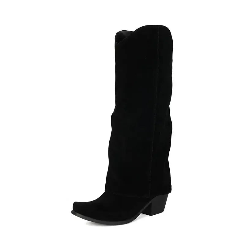 Cowboyboots i mockastil med vikt skaft och 6cm klack Svart / 35