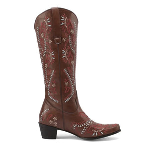 Cowboyboots med broderad design och blockklack