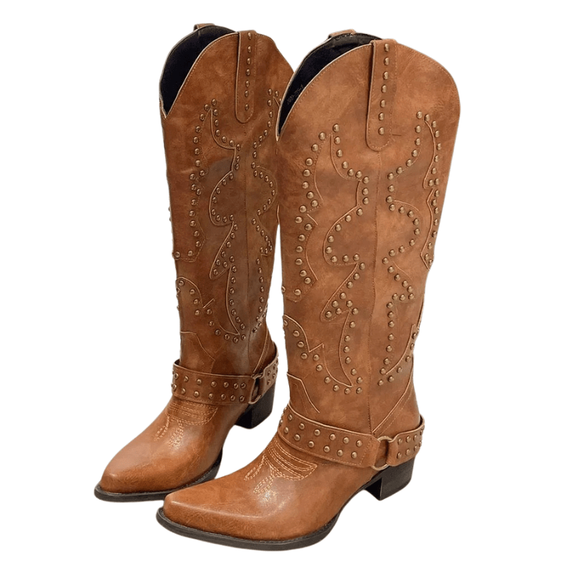 Cowboyboots med Broderade Nitar