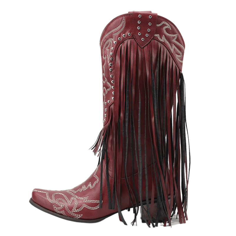 Cowboyboots med fransar och broderi i västernstil