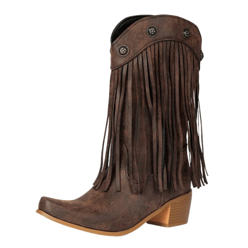 Cowboyboots med fransar och nitar i västernstil