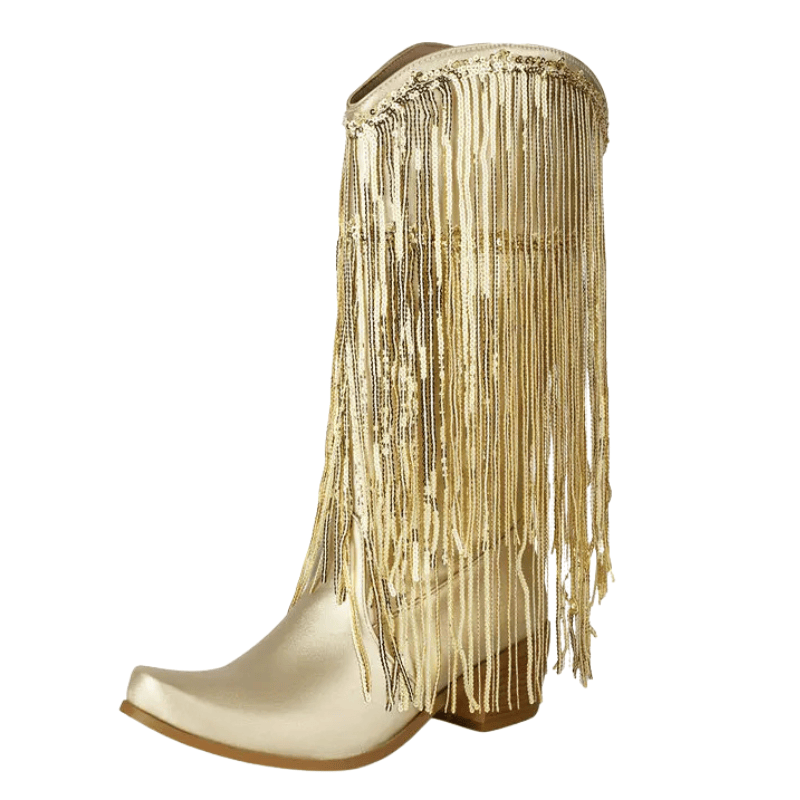 Cowboyboots med glittrande fransar