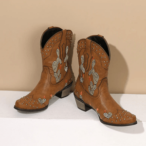Cowboyboots med Kaktusbroderi och Nitar för Dam