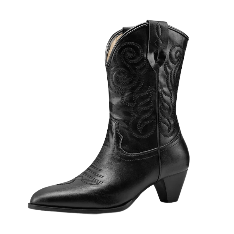 Cowboyboots med klassisk broderad westernlook Svart / 35
