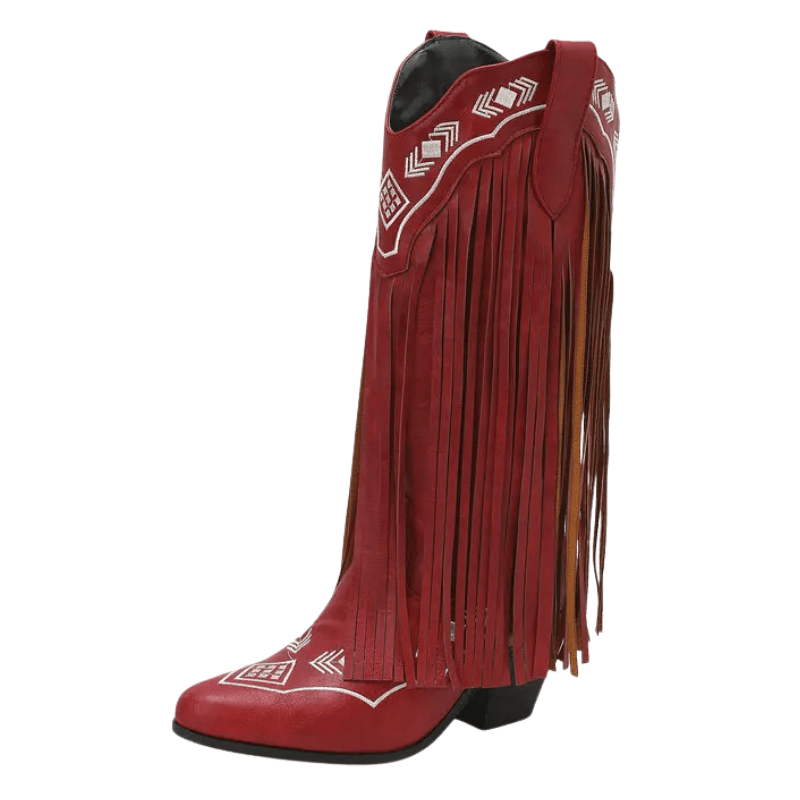 Cowboyboots med tofsar i mjukt läder och broderade detaljer Röd / 35
