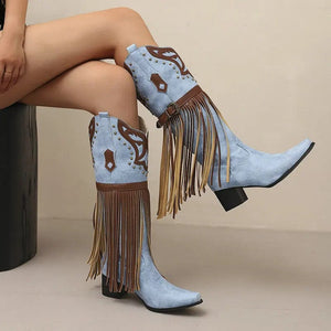 Cowboyboots med tofsar och broderad retrodesign