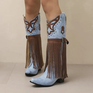 Cowboyboots med tofsar och broderad retrodesign