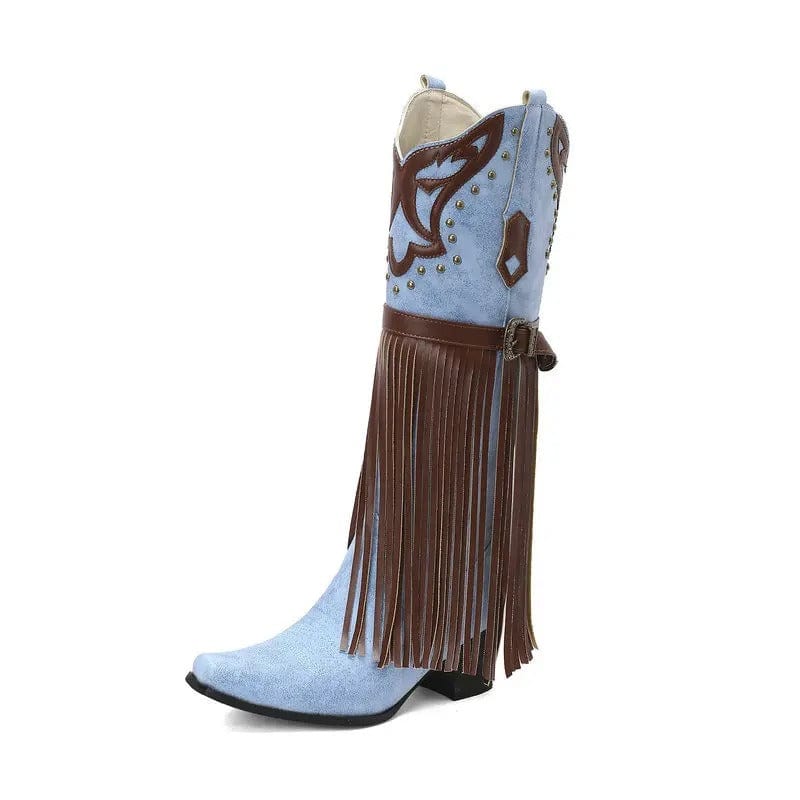 Cowboyboots med tofsar och broderad retrodesign