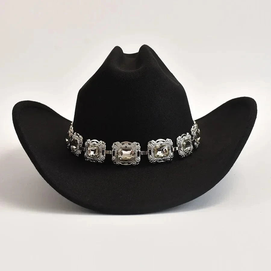 Cowboyhatt dam med dekorativt bälte i silver