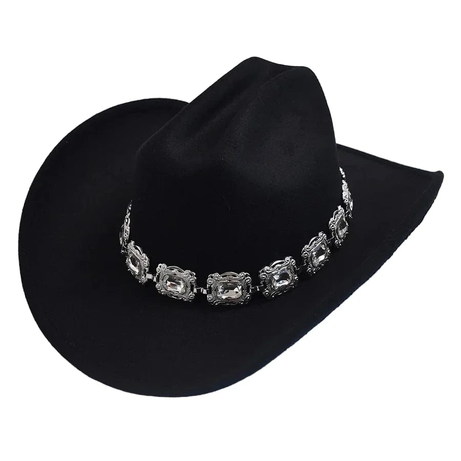 Cowboyhatt dam med dekorativt bälte i silver