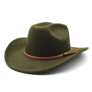 Cowboyhatt Flätad Rem Armégrön / 57-58cm