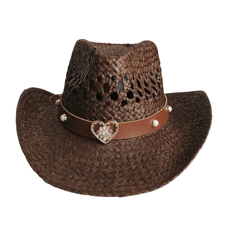 Cowboyhatt i halm med hjärta