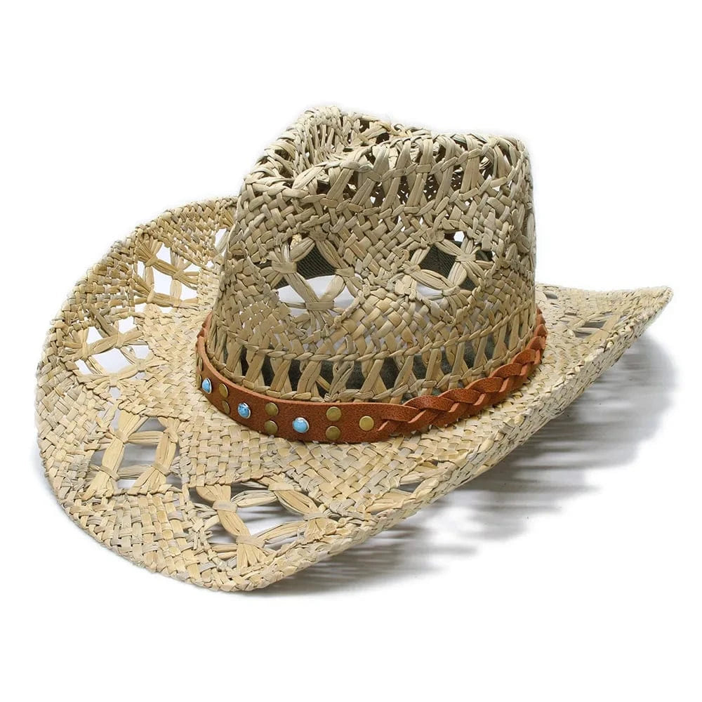 Cowboyhatt i strå Halmbeige