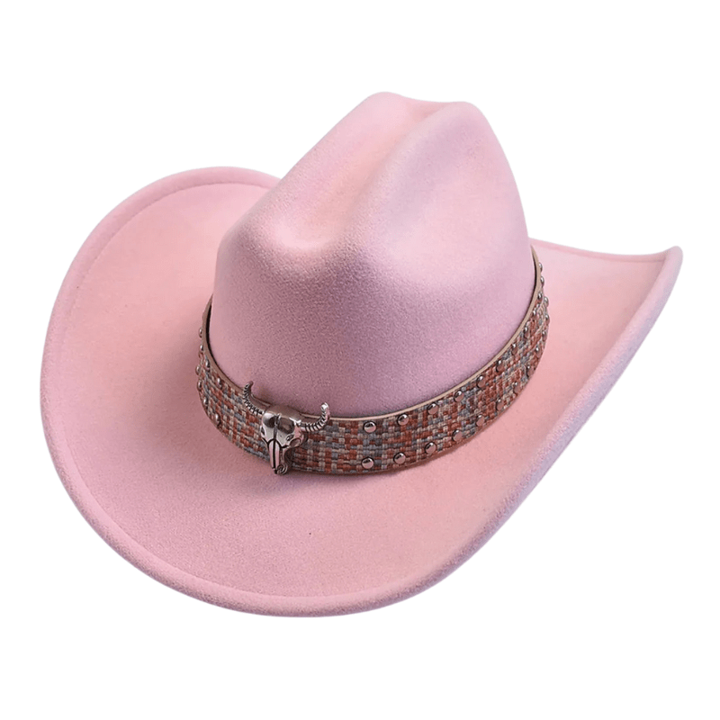 Cowboyhatt i westernstil med elegant bälte och bred brätte