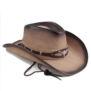 Cowboyhatt läder Ljusbrun / 58cm