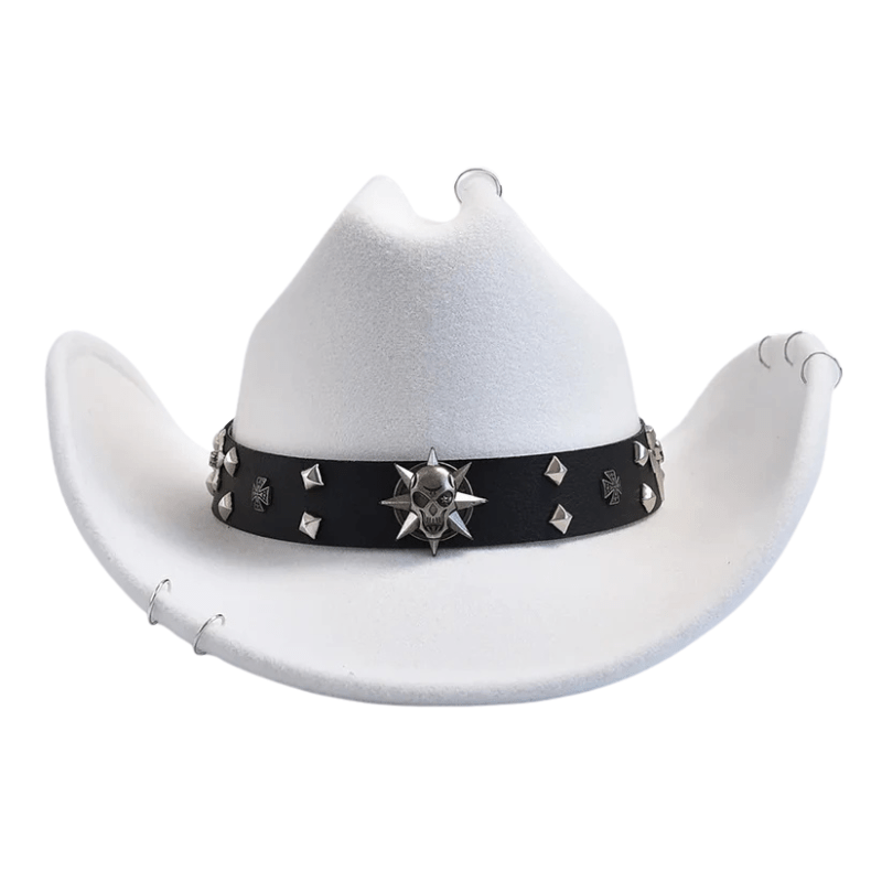 Cowboyhatt med dödskalle Vit / One Size