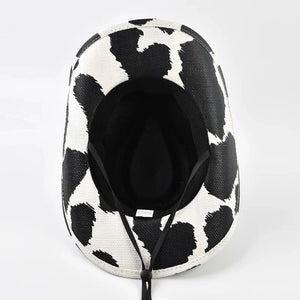 Cowboyhatt med koskinnsmönster Svartvitt koskinn / 56-58cm
