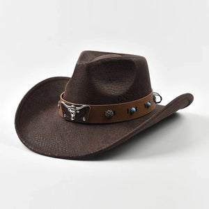 Cowboyhatt med Oxhuvud Mörkbrun / Kan justeras