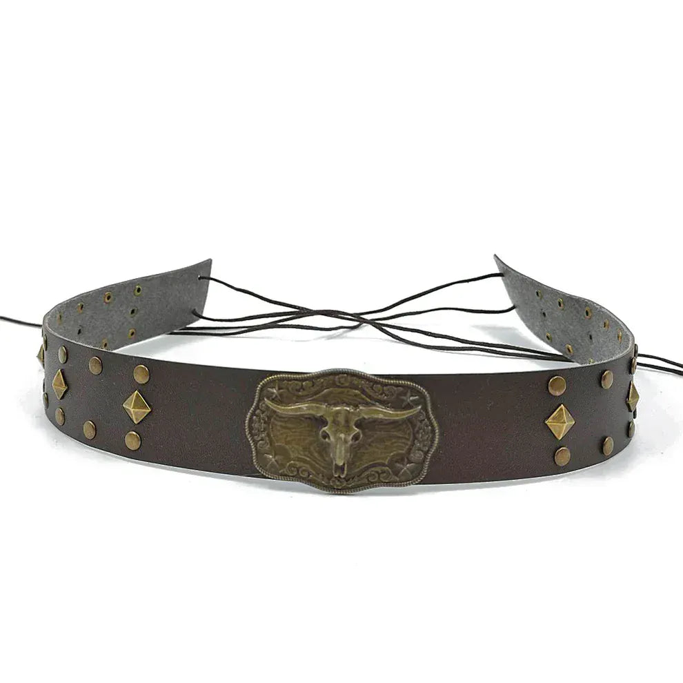 Cowboyhattband antikt longhorn