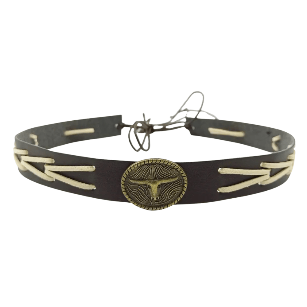 Cowboyhattband antikt tjurhuvud