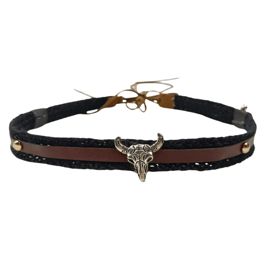 Cowboyhattband med longhornskalle