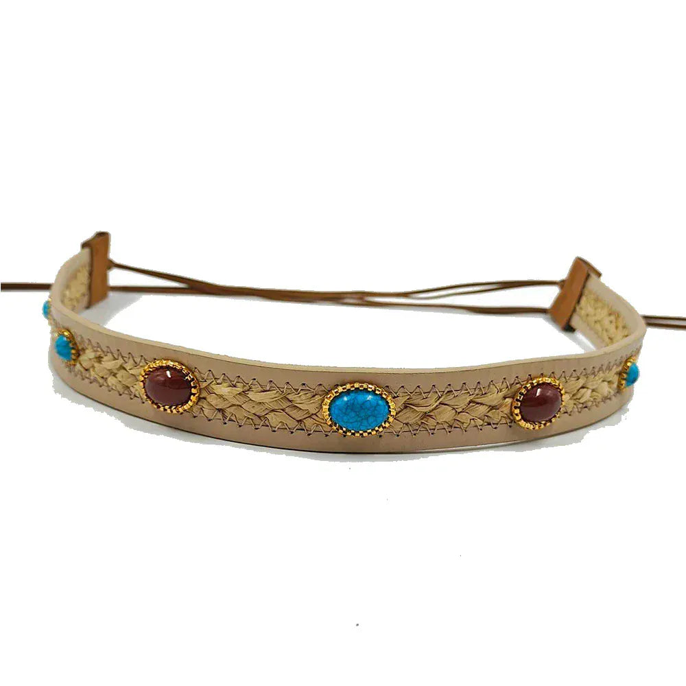 Cowboyhattband med ovala dekorstenar