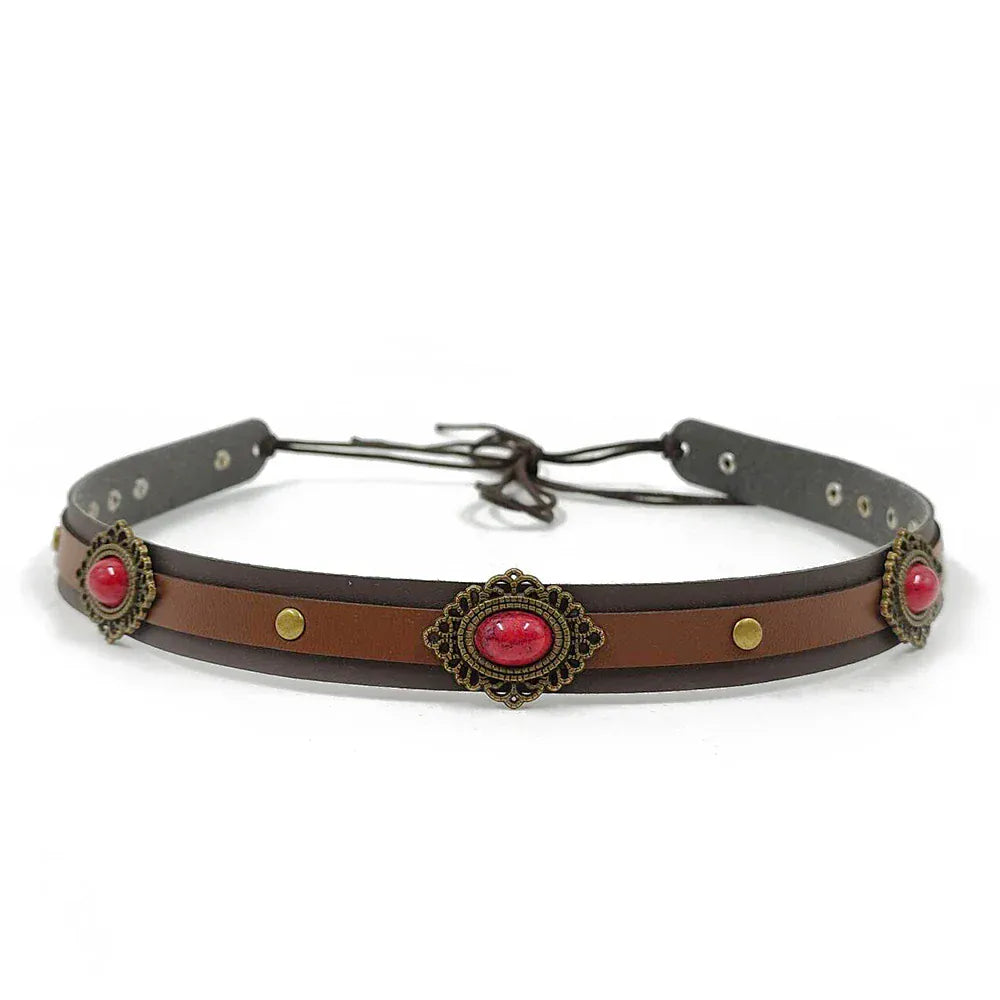 Cowboyhattband med röda stenar